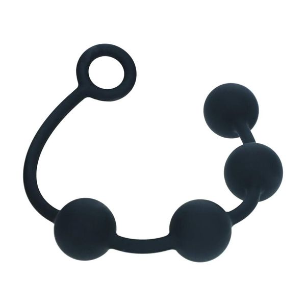 Round Silicone Anal Balls - L - 40Mm - Black zdjęcie 4