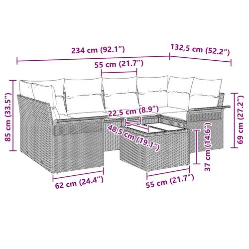 Zestaw Sof na Ogród 7 pcs Beżowy Polirattan na Arena.pl