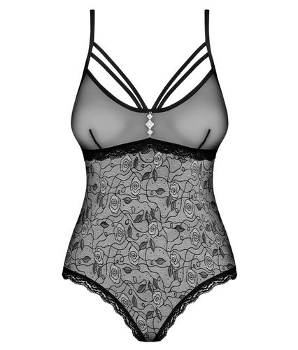 Body Damskie Koronkowe Elastyczne z Dziurką na Ramiączkach L/XL 818 Czarne na Arena.pl