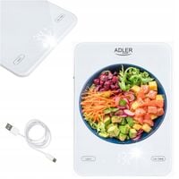 Waga kuchenna elektroniczna ADLER AD 3177w do 10kg Biała Akumulatorowa