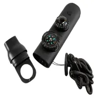 Gwizdek ratunkowy czarny survival turystyczny kompas latarka lupa