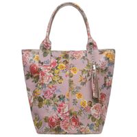 VERA PELLE torebka damska skórzana shopper na ramię V634 z kwiatami