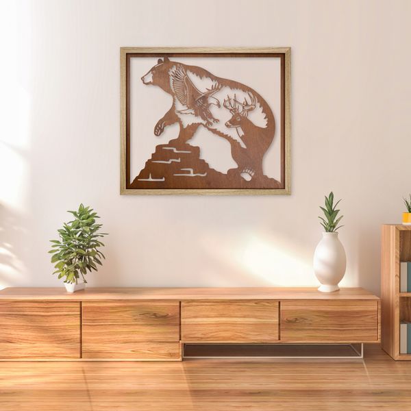 OBRAZ AŻUROWY 50x58 CM RAMA DĘBOWA zdjęcie 1