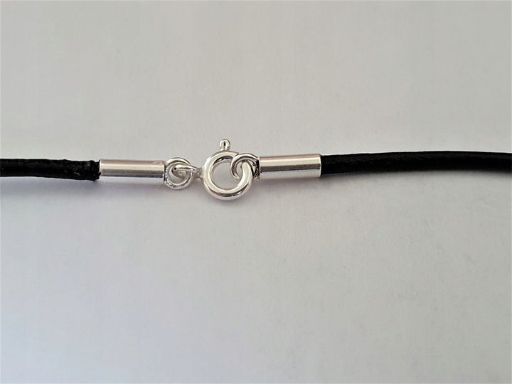 RZEMIEŃ RZEMYK CZARNY Z ZAPIĘCIAMI ZE SREBRA 925 70 CM zdjęcie 3