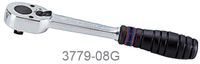 grzechotka 3/8 200mm 32 zęby chrom, uchwyt gumowy, blokada - ky3779-08g