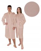 Hotelowy Szlafrok długi wafel beżowy SPA gofrowany rozmiar M bawełna waffle