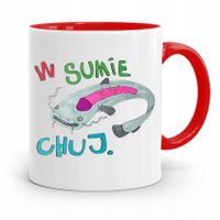 Kubek Czerwony Śmieszny Zabawny W Sumie Ch*J Z Nadrukiem Ze Zdjęciem