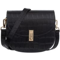 VERA PELLE torebka damska skórzana listonoszka kroko z paskiem V722 czarna