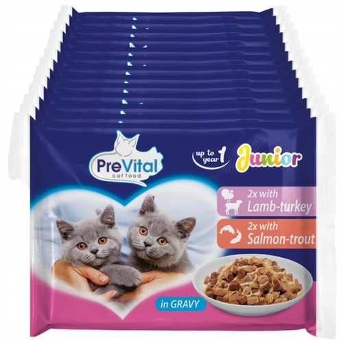 KARMA MOKRA DLA KOTA PREVITAL JUNIOR 52 X 100G SASZETKI DLA KOCIĄT MIX na Arena.pl