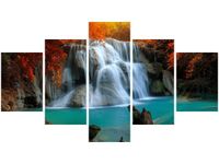 75CM 120 OBRAZ 5 ELEM WODOSPAD HUAY MAE KAMIN ŚCIENNY DRUK