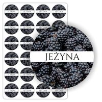 NAKLEJKI jeżynowy samoprzylepne kolorowe JEŻYNY słoiki przetwory dżem 5cm