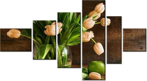 100CM 180CM OBRAZ 6 ELEM RDZAWE TULIPANY ŚCIENNY na Arena.pl