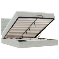 Rama łóżka otomana z materacami, szara, 180x200 cm, aksamit