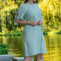 Romantyczna muślinowa letnia sukienka do kolan 100% bawełna