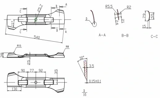 NÓŻ TRAKTOR DO MTD KOSZ PRAWY 54cm DECK 41cali zdjęcie 6