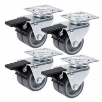 Kółka podwójne 2x50mm komplet 4szt 320kg NIE RYSUJĄ gumowe obrotowe