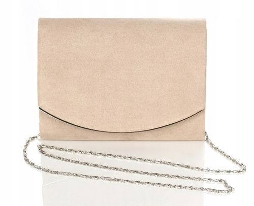 Efektowna Beżowa Kopertówka na łańcuszku Zamsz na Arena.pl