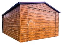 Garaż Blaszany 4x5m Brama Uchylna Drzwi Rynny Drewnopodobny Dwuspadowy NB94