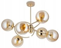 Żyrandol Jacob Beżowo-złoty 6xE14 68 cm Szklany Lampa Sufitowa Salon Taupe