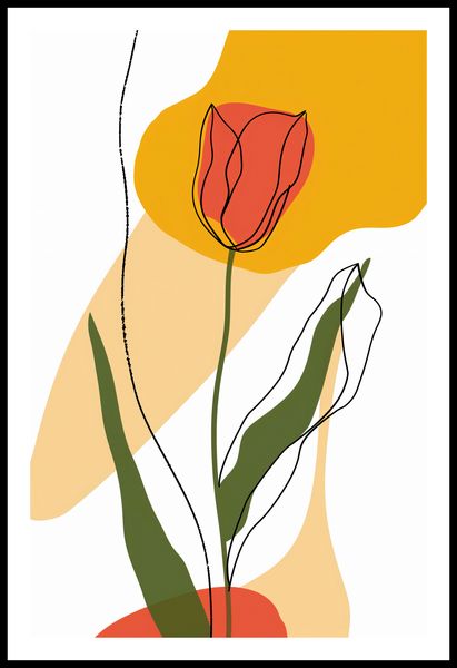 Plakat 53x81cm Przerysowany Tulipan zdjęcie 3