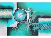 60 90CM OBRAZ 3 ELEM TAŃCZĄCE POSTACIE NIEBIESKIM DRUK PŁÓTNO RAMA