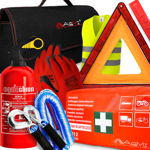 GAŚNICA 1KG APTECZKA DIN13164 KAMIZELKA TORBA TRÓJKĄT LINKA RĘKAWICE ZESTAW na Arena.pl