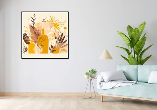 Plakat 100x100cm Złote Rośliny na Arena.pl