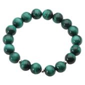 Bransoletka na gumce - malachit kulki 8,5 mm i srebro 19 cm