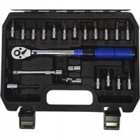 Klucz dynamometryczny dwukierunkowy 1/4" 5–25 Nm zestaw 21 szt. Falon-Tech