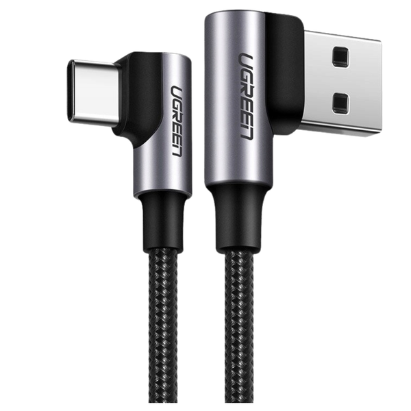 kabel usb do usb-c, kątowy ugreen us176, 3a, 2m (czarny) zdjęcie 1