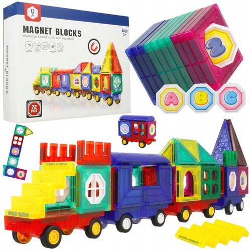 KLOCKI MAGNETYCZNE 3D Edukacyjne DUŻE PANELE Konstrukcyjne ZESTAW 72 el. na Arena.pl