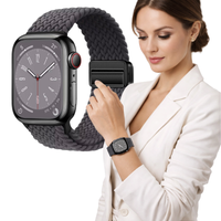 Pasek pleciony do Apple Watch 38mm 40mm 41mm opaska L szary bransoleta