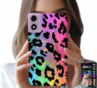 ETUI DO MOTOROLA MOTO E14 - KOLOROWA TĘCZOWA PANTERKA PLECKI SZKŁO