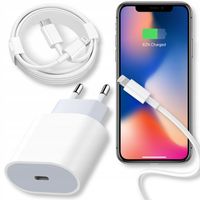 ŁADOWARKA SIECIOWA 20W USB-C DO IPHONE 11 12 13 14 PRO MAX +KABEL LIGHTNING
