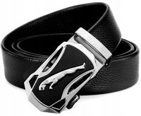 Męski Pasek Automat Czarny Klamra Metalowa Skóra