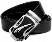 Męski Pasek Automat Czarny Klamra Metalowa Skóra