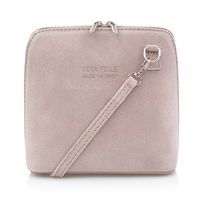 VERA PELLE torebka damska zamszowa listonoszka z paskiem V452 j.różowa