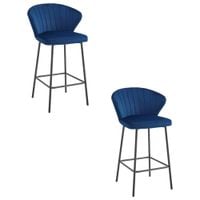 Hoker barowy GATTA aksamit granatowy 2 szt z czarnymi nogami do kuchni