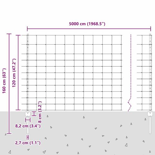 Ogrodzenie z słupkami Srebrny 1.2 x 50 m Stal na Arena.pl