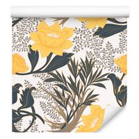 Tapeta do salonu chryzantemy piwonie kwiaty liście