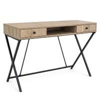 Biurko industrialne Dąb Sonoma CROSSLINE 120 cm 2 szuflady 1 półka Czarne