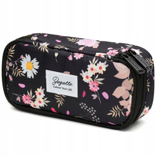 Piórnik dwukomorowy w kwiaty saszetka do szkoły dwie komory pojemny ZAGATTO zdjęcie 3