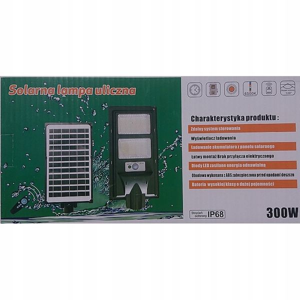 Latarnia Solarna Led Smd 300W + Pilot + Mocowanie zdjęcie 12