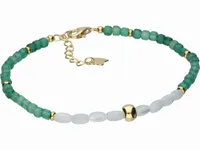 ELEGANCKA POZŁACANA SREBRNA BRANSOLETKA FASETOWANY AWENTURYN BIAŁY AGAT