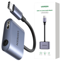 Adapter audio  UGREEN CM231 USB-C do mini jack 3.5mm (szary)