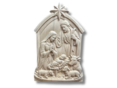 Drewniana Bożonarodzeniowa szopka ozdoba świąteczna na stół lub komodę biel