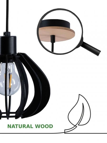 Lampa wisząca 3xE27 NICOLETA BLACK AND NATURAL 816 zdjęcie 4