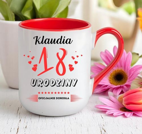 KUBEK PREZENT NA 18 URODZINY DZIEWCZYNY KOLEŻANKI Z DOWOLNYM IMIENIEM na Arena.pl