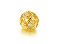 Pozłacany srebrny charms do pandora dziecięcy smoczek serce heart cyrkonie srebro 925 GS068YG