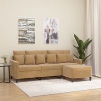 3-osobowa sofa z podnóżkiem, brązowy, 180 cm, aksamit